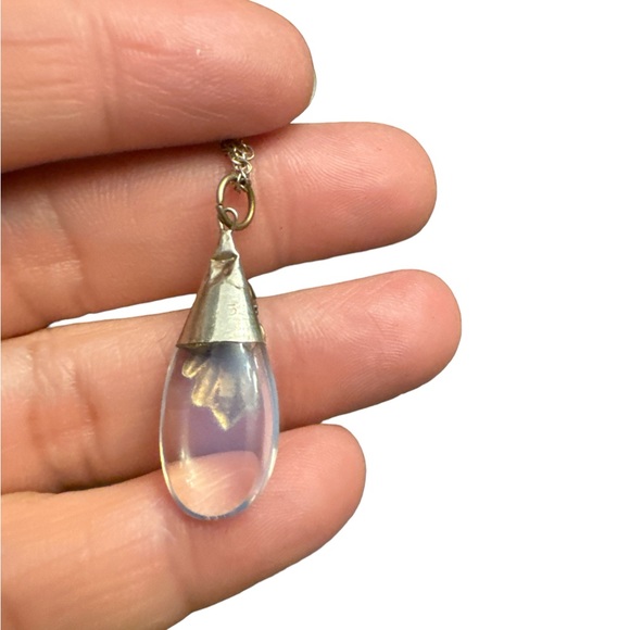 Beautiful Opalite Amethyst Sterling Silver 925 Pendant Necklace - Picture 6 of 14